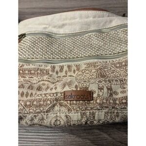 Sakroots Elephant Print Crossbody Bag Travel Purse Beige Brown Canvas